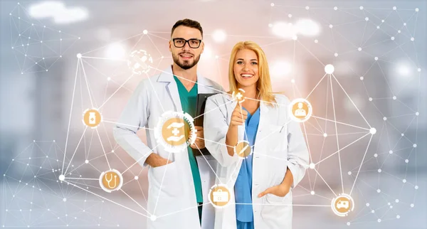 Medical Healthcare Concept Doctor Hospital Digital Medical Icons Graphic Banner — Stock Photo, Image