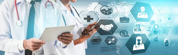Medical Healthcare Concept Medico Ospedale Con Icone Mediche Digitali Banner — Foto Stock