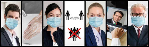 Coronavirus Covid Image Set Banner Konzept Der Prävention Informationen Einschließlich — Stockfoto