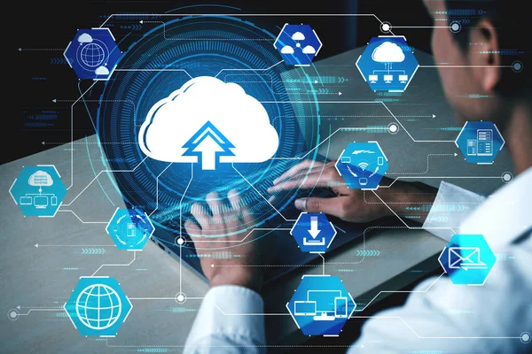 Cloud Computing Technologie Und Online Datenspeicherung Für Business Netzwerk Konzept — Stockfoto