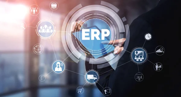 Enterprise Resource Management Erp Software System Business Resource Plan Presented — стокове фото