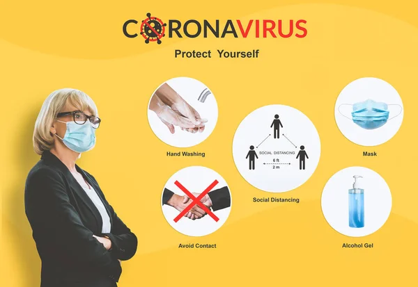 Covid Conseils Prévention Coronavirus Utiliser Pour Les Personnes Rester Abri — Photo