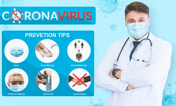 Covid Conseils Prévention Coronavirus Utiliser Pour Les Personnes Rester Abri — Photo