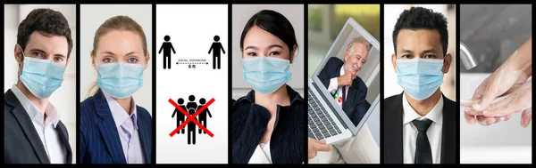 Coronavirus Covid Image Set Banner Konzept Der Prävention Informationen Einschließlich — Stockfoto