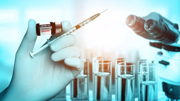 Coronavirus Covid Concetto Ricerca Sviluppo Vaccini Test Medici Scienziato Studio — Foto Stock