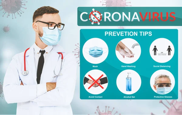 Covid Coronavirus Förebyggande Tips Används För Människor Att Hålla Sig — Stockfoto