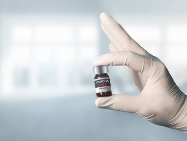 Coronavirus COVID 19 tıbbi test aşısı araştırma ve geliştirme konsepti. COVID-19 için ilaç tedavisi üretmek üzere Coronavirus antikor bilimsel örneklerini inceleyen ve analiz eden bilim insanları.