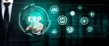 Girişim Kaynak Yönetimi ERP yazılım sistemi modern grafik arayüzünde sunulmuştur. Şirket kaynaklarını yönetmek için geleceğin teknolojisini göstermektedir..