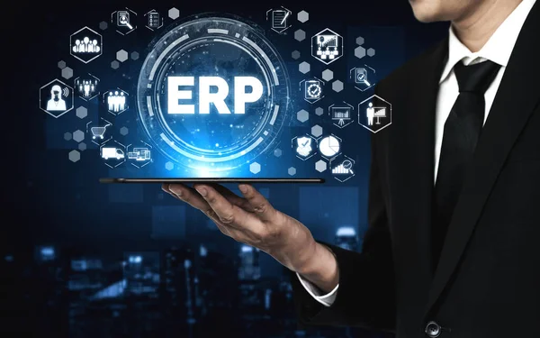 Enterprise Resource Management Erp Software System Business Resources Plan Presented — Foto de Stock