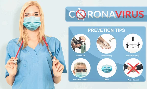 Covid Coronavirus Prevention Tips Use People Stay Safe Infection Covid — Stock Photo, Image