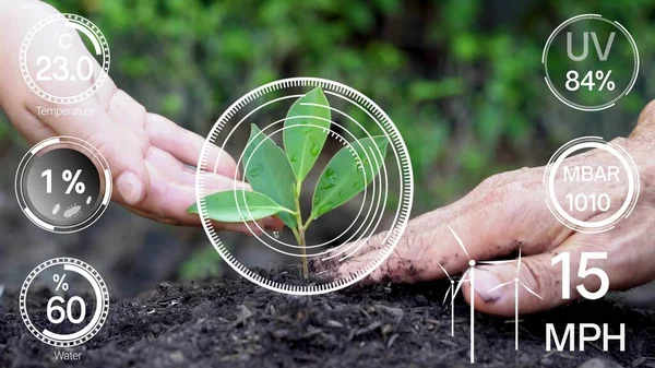 Smart Digital Agriculture Technology Futuristic Sensor Data Collection Management Artificial — Stock Photo, Image