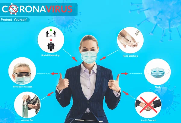 Covid Coronavirus Preventie Tips Gebruiken Voor Mensen Veilig Blijven Voor — Stockfoto