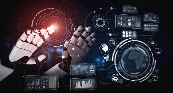 Visualización Inteligencia Artificial Investigación Del Desarrollo Robots Cyborg Para Futuro —  Fotos de Stock