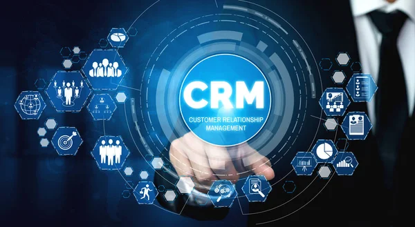 Crm Customer Relationship Management Business Sales Marketing System Concept Presentato — Foto Stock