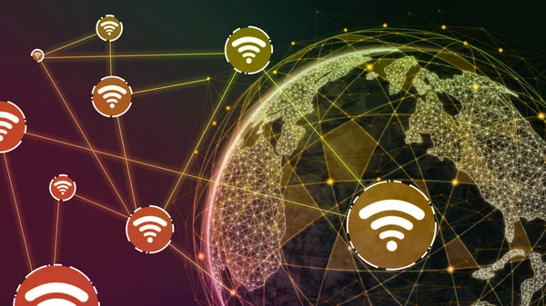 Ilustrație Nivel Mondial Comunicare Creativă Modernă Harta Rețelei Internet Conectează — Fotografie, imagine de stoc