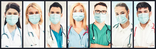 Doktor Hemşire Tıbbi Personel Portresi 2019 Coronavirus Hastalığı Veya Covid — Stok fotoğraf