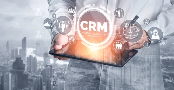 Crm 비즈니스 마케팅 시스템 Crm 데이터베이스 분석을 지원하기 제공되는 서비스의 — 스톡 사진