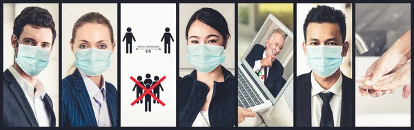 Coronavirus Covid Image Set Banner Konzept Der Prävention Informationen Einschließlich — Stockfoto