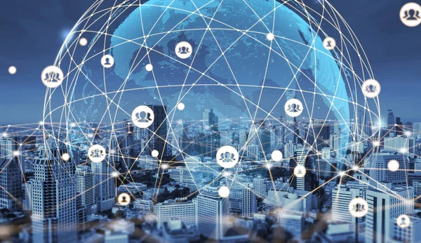 Moderna Comunicazione Creativa Rete Internet Connettono Smart City Concetto Connessione — Foto Stock