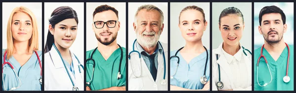 Banner Fotográfico Cara Del Retrato Médico Enfermero Personal Médico Establecido — Foto de Stock