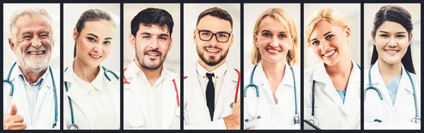 Banner Fotográfico Cara Del Retrato Médico Enfermero Personal Médico Establecido — Foto de Stock