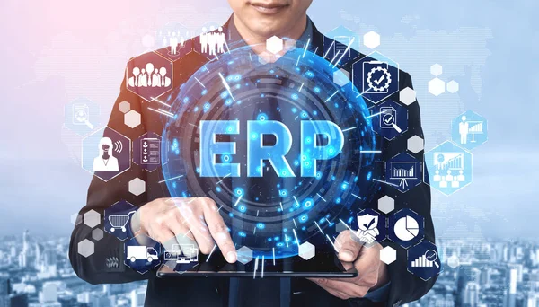 Enterprise Resource Management Erp Software System Business Resources Plan Présenté — Photo