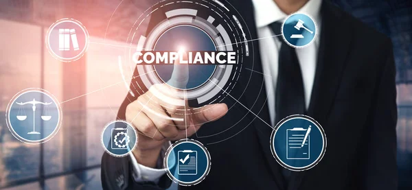 Compliance Rule Law Regulation Graphic Interface Business Quality Policy Planning — Stock Photo, Image