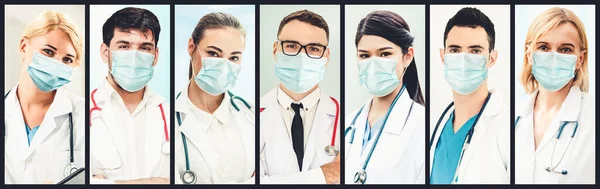 Foto Banner Ritratto Volto Medico Infermiere Personale Medico Ambientato Nel — Foto Stock