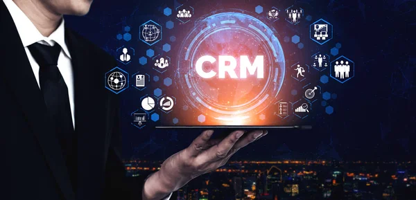 Crm 비즈니스 마케팅 시스템 Crm 데이터베이스 분석을 지원하기 제공되는 서비스의 — 스톡 사진