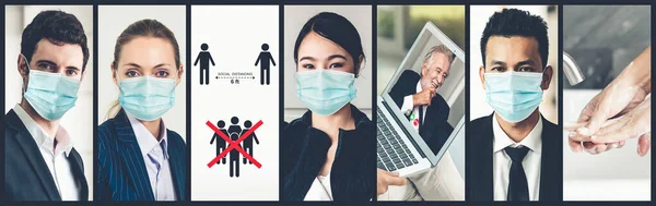 Coronavirus Covid Image Set Banner Konzept Der Prävention Informationen Einschließlich — Stockfoto