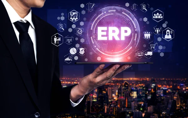 Enterprise Resource Management Erp Software System Business Resources Plan Presented — Foto de Stock