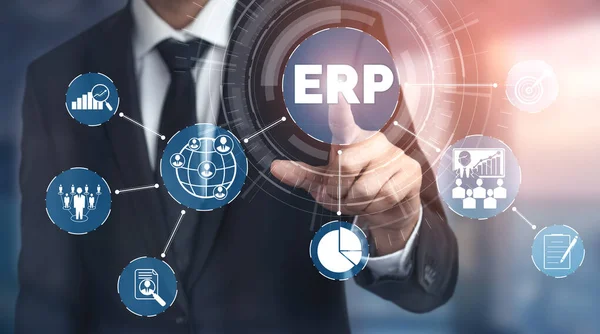 Enterprise Resource Management Erp Software System Business Resources Plan Presented — Foto de Stock