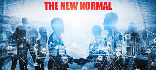 New normal concept effected by COVID 19 coronavirus that changes our lifestyle to new normal presented in style of social media banner or global news when abnormal becomes new normal .