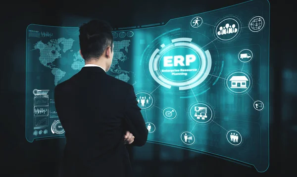 Enterprise Resource Management Erp Software System Business Resources Plan Presented — Foto de Stock