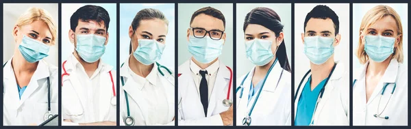 Doctor Nurse Medical Staff Portrait Face Photo Banner Set Concept — Φωτογραφία Αρχείου