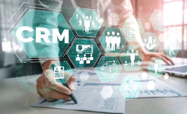 Crm 비즈니스 마케팅 시스템 Crm 데이터베이스 분석을 지원하기 제공되는 서비스의 — 스톡 사진