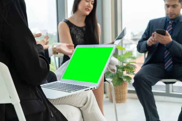 Business People Conference Room Green Screen Chroma Key Computer Office — Stock Photo, Image
