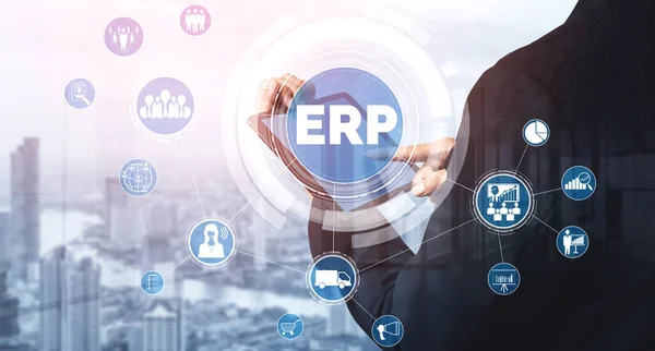 Enterprise Resource Management Erp Software System Business Resources Plan Presented — Foto de Stock