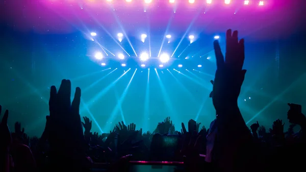 Pessoas Felizes Dançam Show Festa Boate Ouvem Música Eletrônica Dança — Fotografia de Stock