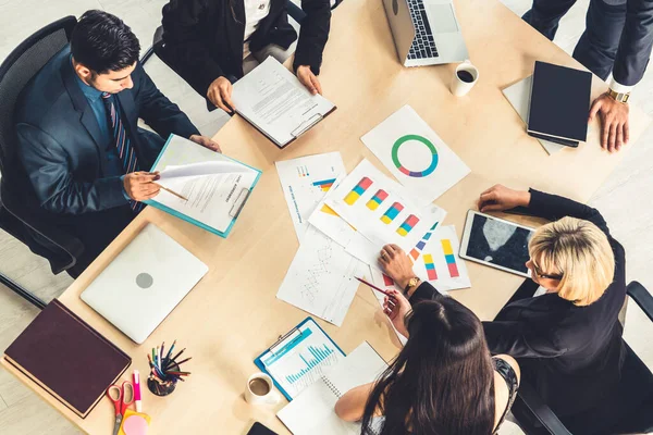 Reunión Del Grupo Gente Negocios Desde Vista Superior Oficina Profesión — Foto de Stock