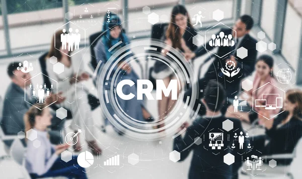 Crm Customer Relationship Management Business Sales Marketing System Concept Przedstawione — Zdjęcie stockowe