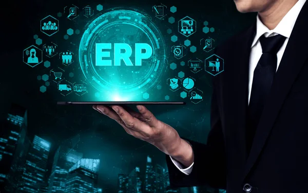 Enterprise Resource Management Erp Software System Business Resources Plan Presented — Foto de Stock