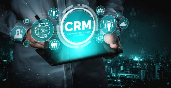 Crm 비즈니스 마케팅 시스템 Crm 데이터베이스 분석을 지원하기 제공되는 서비스의 — 스톡 사진