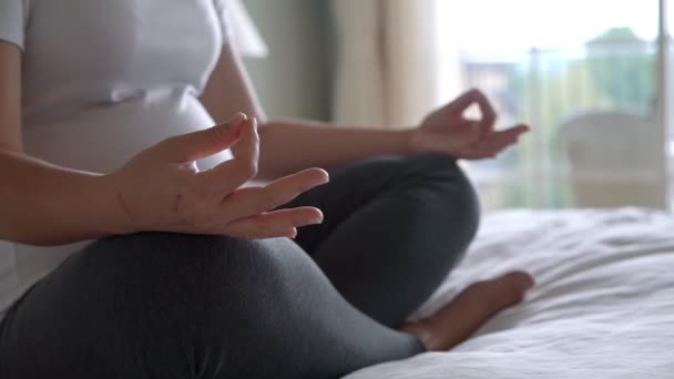 Bonne femme enceinte et attend bébé à la maison. — Video