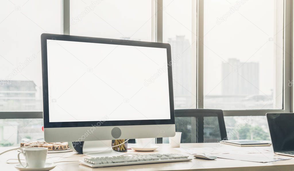 Empty computer monitor screen for design mock up template