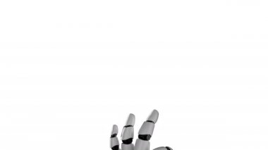 Robot el beyaz arkaplanda ve yeşil ekran 3 boyutlu görüntüleme tarafından oluşturuldu.