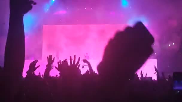 Счастливые люди танцуют в ночном клубе Party Concert — стоковое видео