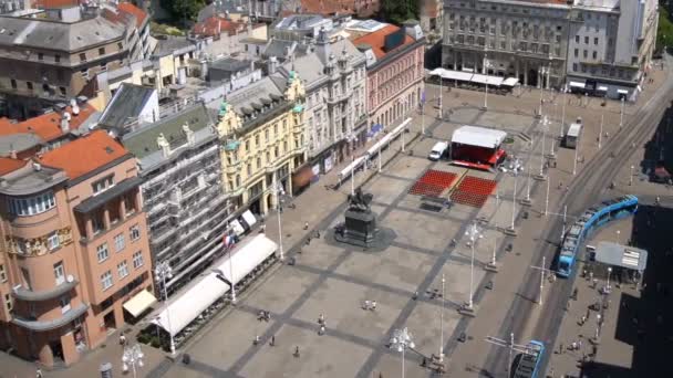 Aerial View Time Lapse Zagrzeb City Center, Chorwacja — Wideo stockowe