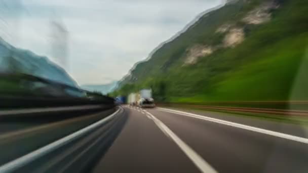 Time Lapse Driver POV Itálie Highway in Dolomite — Stock video