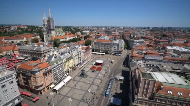 Aerial View Time Lapse Zagrzeb City Center, Chorwacja — Wideo stockowe